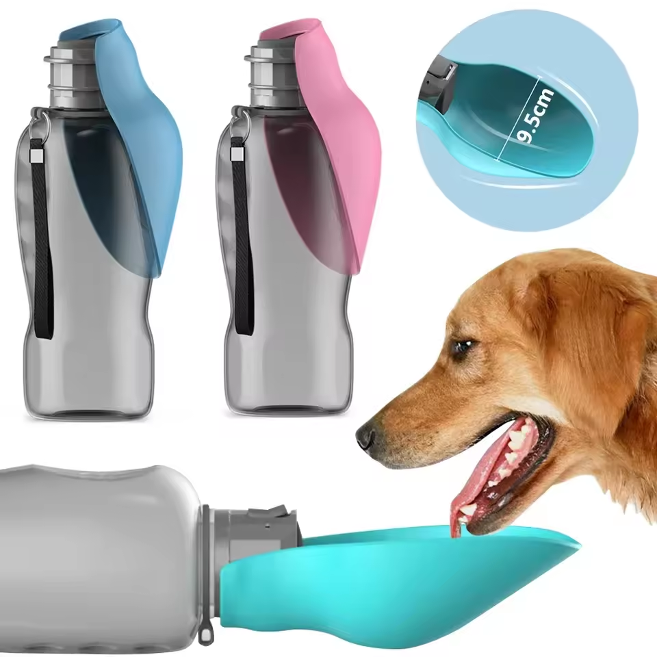 800 ミリリットル大容量犬屋外ペット水カップポータブル付属カップ折りたたみフリップ給水器屋外水ボトル用品