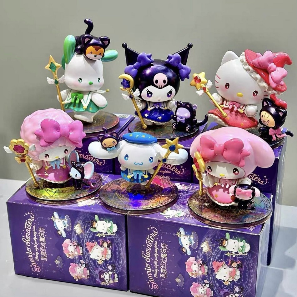 サンリオ星月夜パーティーマジシャンシリーズかわいいクロミハローキティブラインドボックストレンディなおもちゃ人形デスクトップオーナメント誕生日ギフト