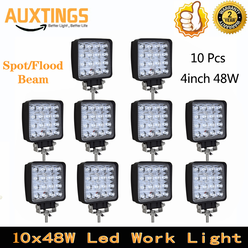 10 個 4 インチ 48 ワット LED ワークライトランプ車 4x4 ATV LED 作業灯トラック 12V 運転フォグスポットライトトラクターオフロードライト