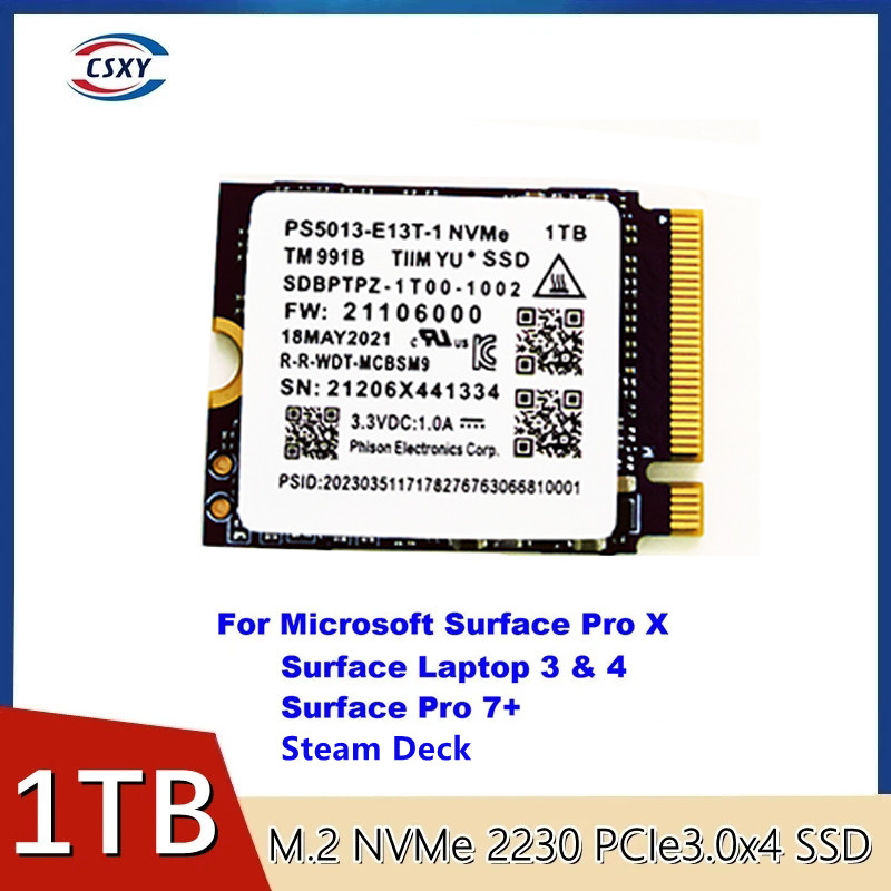 オリジナル 1TB 2230 SSD NVMe PCIe 1T Gen3 x4 Microsoft Surface Pro 7 8 Steam デッキ交換 PM991a または SN740 または SN530 新しい