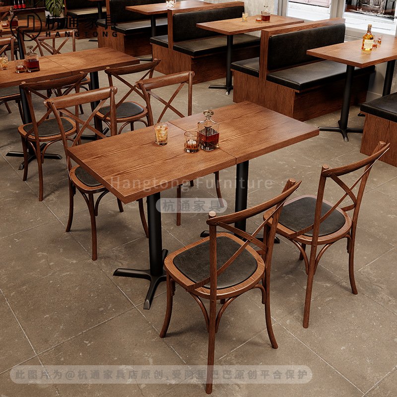 レストランブースセットレトロ居酒屋テーブルチェアセット、カスタムメイドテーブルチェアバー、カフェ、音楽、西洋レストラン、および