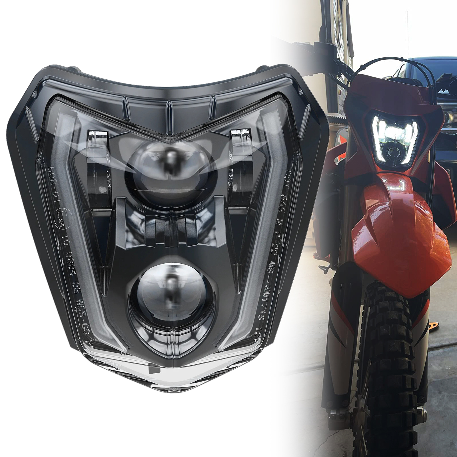 Dirtbike LED ヘッドライトアセンブリ KTM 690 SMC R Enduro R 2019 2020 2021 2022 2023 2024 高低ビーム用