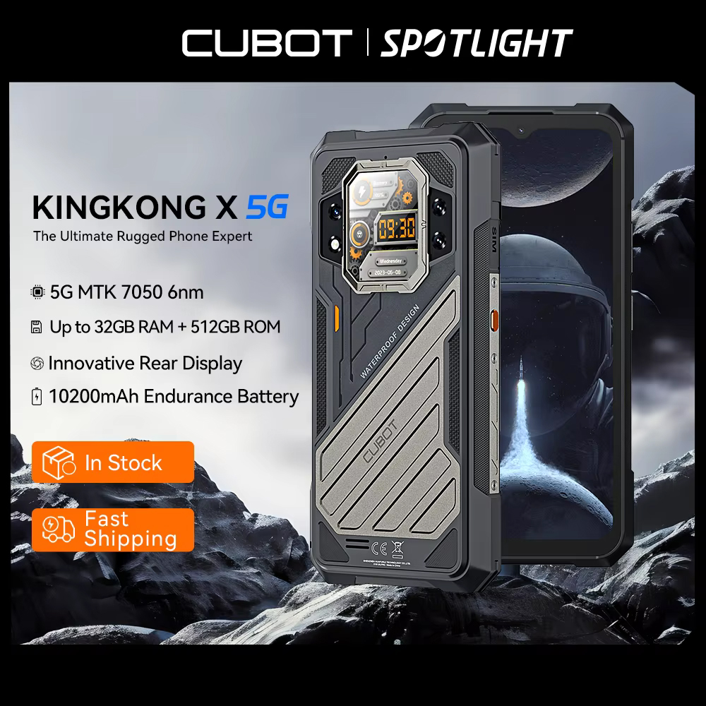 CUBOT KINGKONG X、頑丈なスマートフォン 5G、32GB RAM(16GB 16GB)、256/512GB ROM、10200mAh、6.583 インチ 120Hz スクリーン、NFC、WiFi 6、100MP