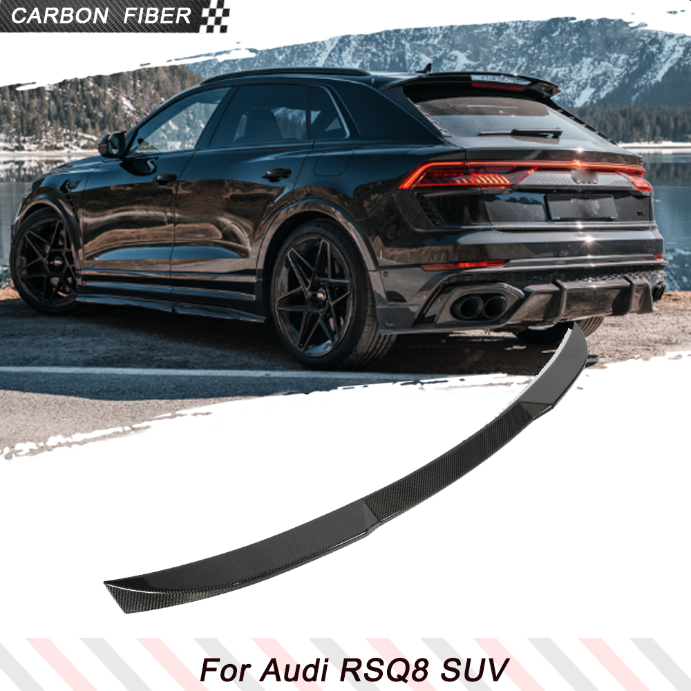 カーボンファイバー車のリアミドルレーシングスポイラーリップアウディ RSQ8 RS Q8 2020-2026 車のリア自動トランクウイングリップカーレースボディキット