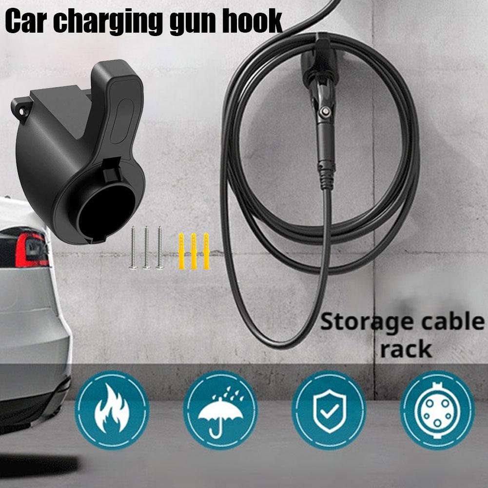 Ev 充電ケーブルホルダーフックガンソケットウォールマウントウォールボックスソケット電気自動車充電ガン電気自動車 Z3d4