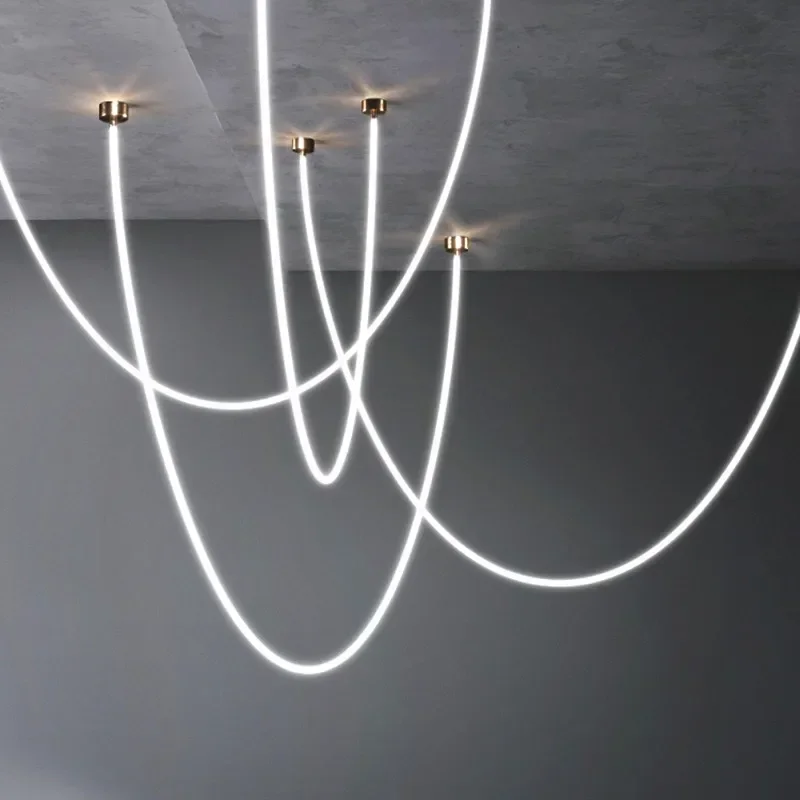 ミニマリストラインペンダントライトシリコーン LED 使用寝室プラットフォーム階段ダイニングルーム寝室展示ホールペンダントライト