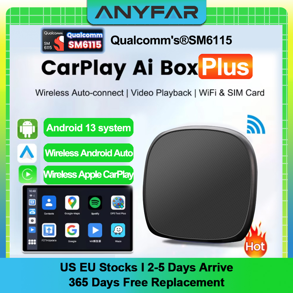ANYFAR QCM6115 8 コア Android 13 Android 自動ワイヤレス CarPlay AI TV ボックス分割画面 64 グラム 128 グラム Netflix Play ストア