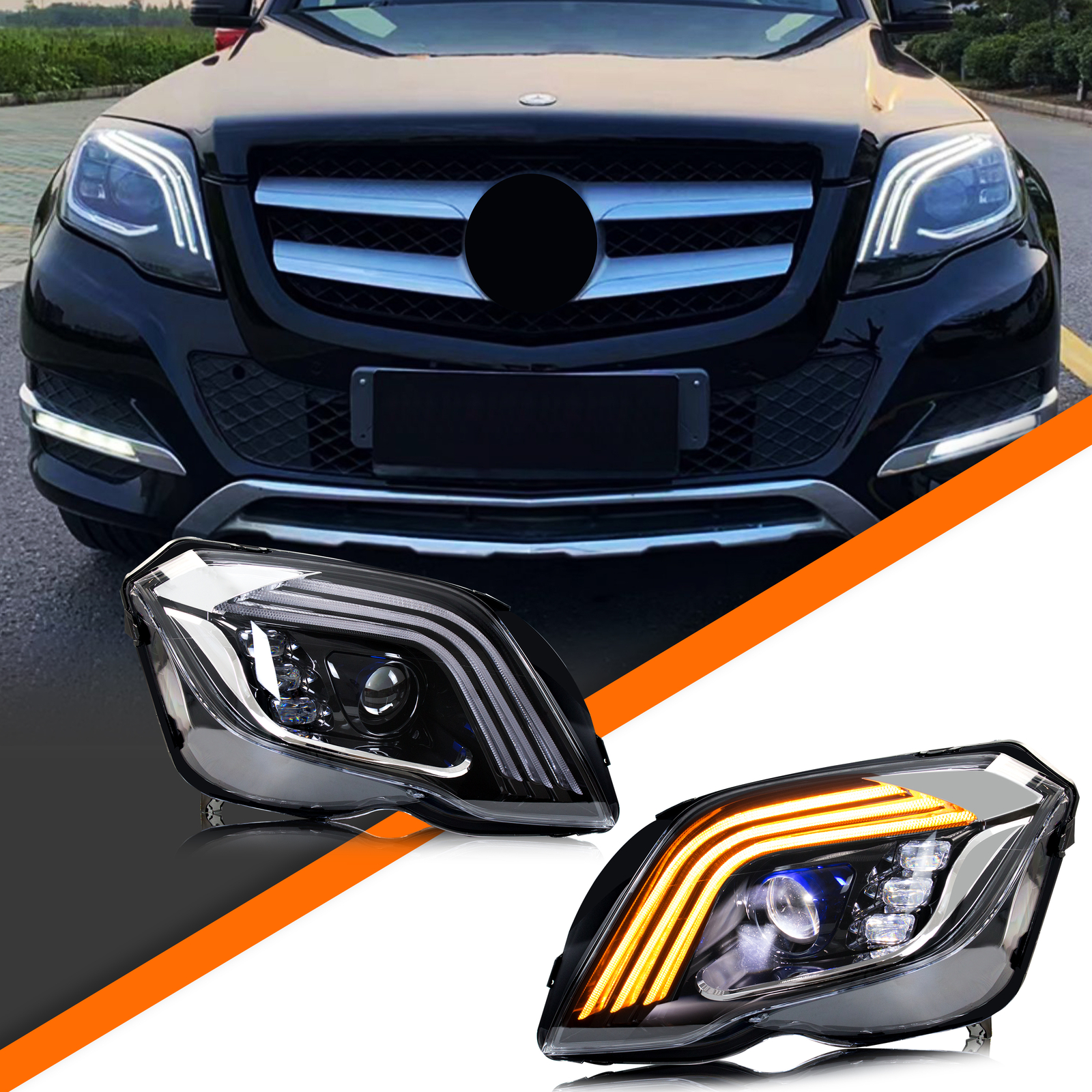 LED ヘッドライトメルセデスベンツ GLK350 GLK300 GLK250 X204 2013-2015 DRL プロジェクターシーケンシャルターンシグナルフロントランプアセンブリ