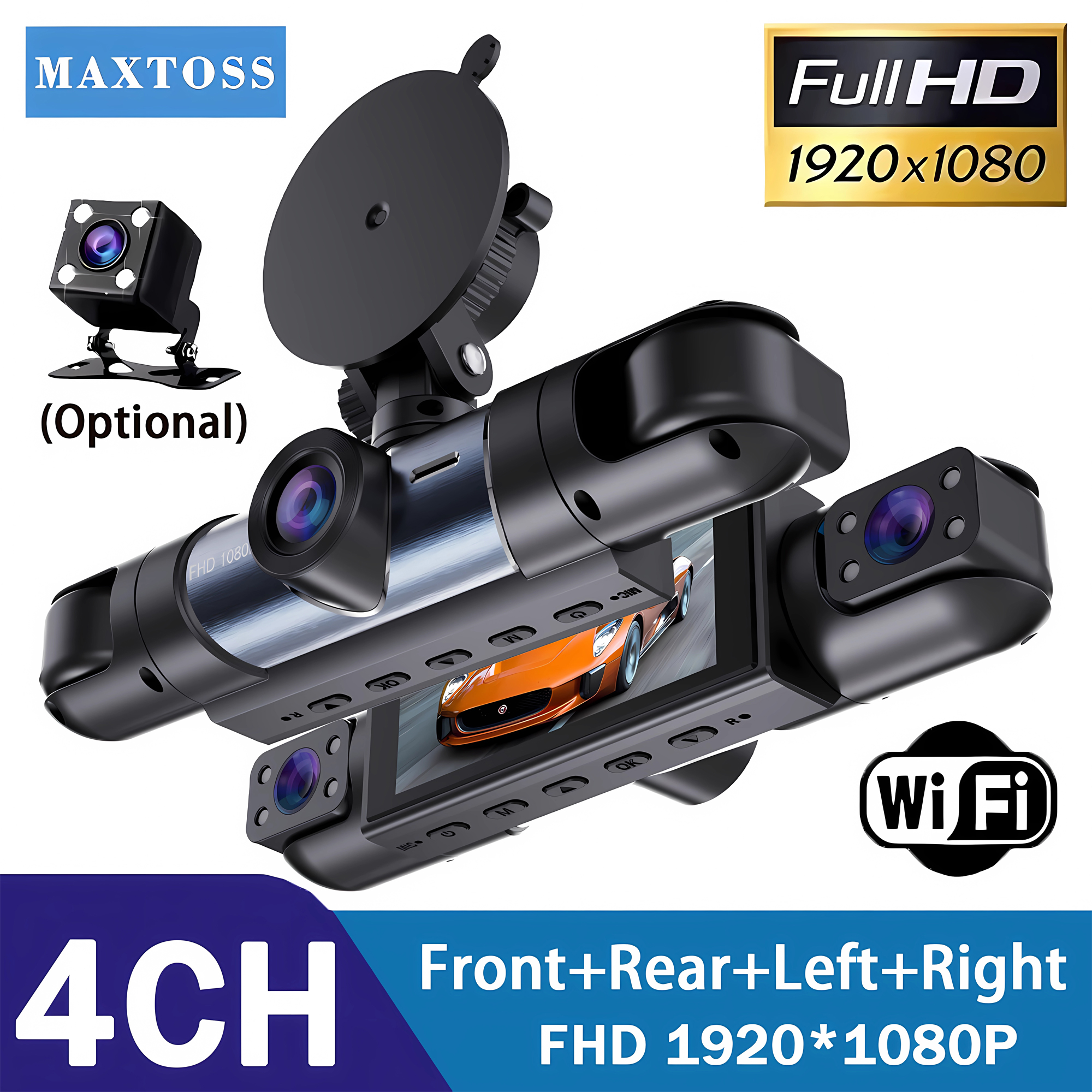 4 チャンネル 1080P 360 度車用ダッシュカム WIFI 車 DVR 4 レンズフロントキャビンカメラビデオレコーダー車両用リアビューカメラ
