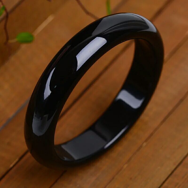 本物の天然黒曜石黒翡翠バングルブレスレット男性女性本物の翡翠石ファインジュエリー腕輪ギフト女性のための