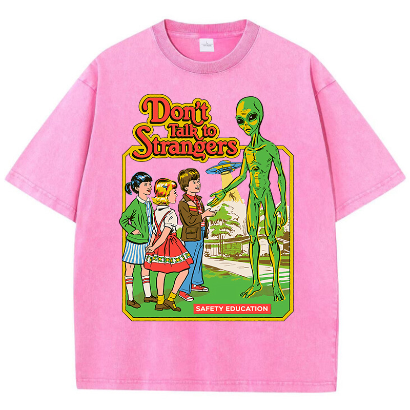 漫画エイリアンクラシックコミュニケーションプリント女性 Tシャツ通気性綿半袖洗浄ヴィンテージ使い古された女性 Tシャツ