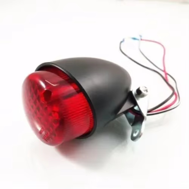 ブラック/レッドオートバイ LED ブレーキランニングテールライトカフェレーサーヴィンテージ CB カスタム