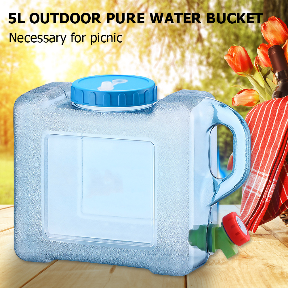 5 L 水容器蛇口付き食品グレード水容器ポータブル水容器タンクコンテナ屋外キャンプ旅行用