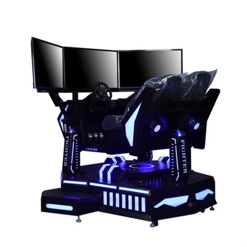 電動モーションプラットフォーム 3 画面 3 軸アドベンチャー VR レースカーレーシングシミュレーター、屋内/屋外公共ショッピングモール用