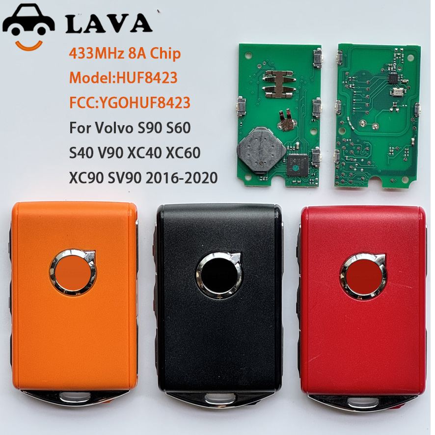 LAVA ボルボ V90 S90 XC90 S60 S40 XC40 XC60 2016 2017 2018 2019 2020 スマートキー 433MHZ 8A チップ YGOHUF8423 4008C-HUF8423 HUF8423