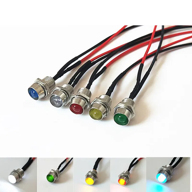 12V 5MM LED信号インジケータランプライト 20CMワイヤー付き 20個