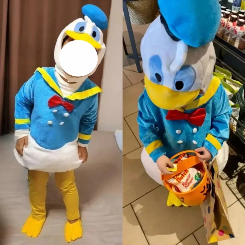 子供サイズドナルドダックコスプレ衣装漫画のマスコットキャラクターアニメステージショーの服パーティー衣装動物小道具マスコット