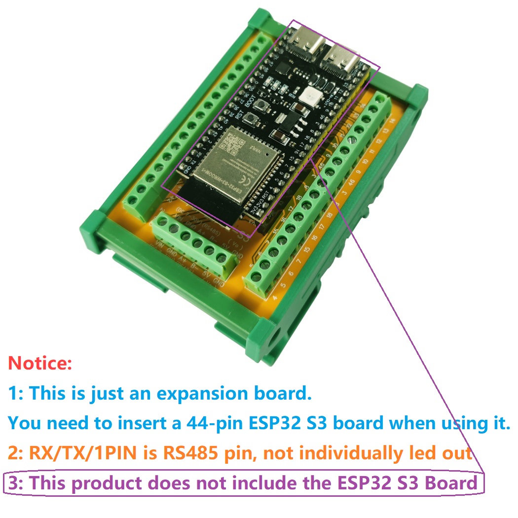 ESP32 S3 WiFi BLE RS485 485 バス拡張ボード 2.4 グラムスマートホーム DIY コントローラ DIN レールモジュール Arduino IOT シンプル PLC 用