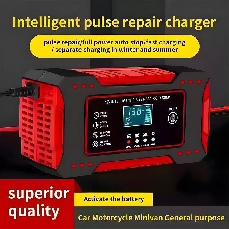 バッテリー修理 LCD ディスプレイ 6A 12V インテリジェントカーバッテリー充電器車とオートバイのバッテリー充電ユニット鉛酸