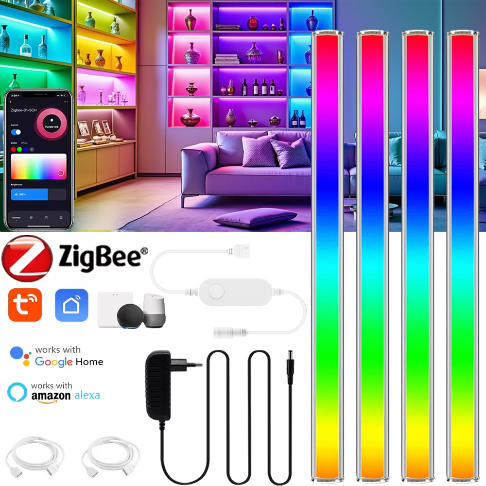 DC12V RGB カラーアンダーキャビネットライト Zigbee3.0 スマート LED コントローラー調光可能なワードローブナイトランプ寝室のキッチンの装飾 Alexa 用