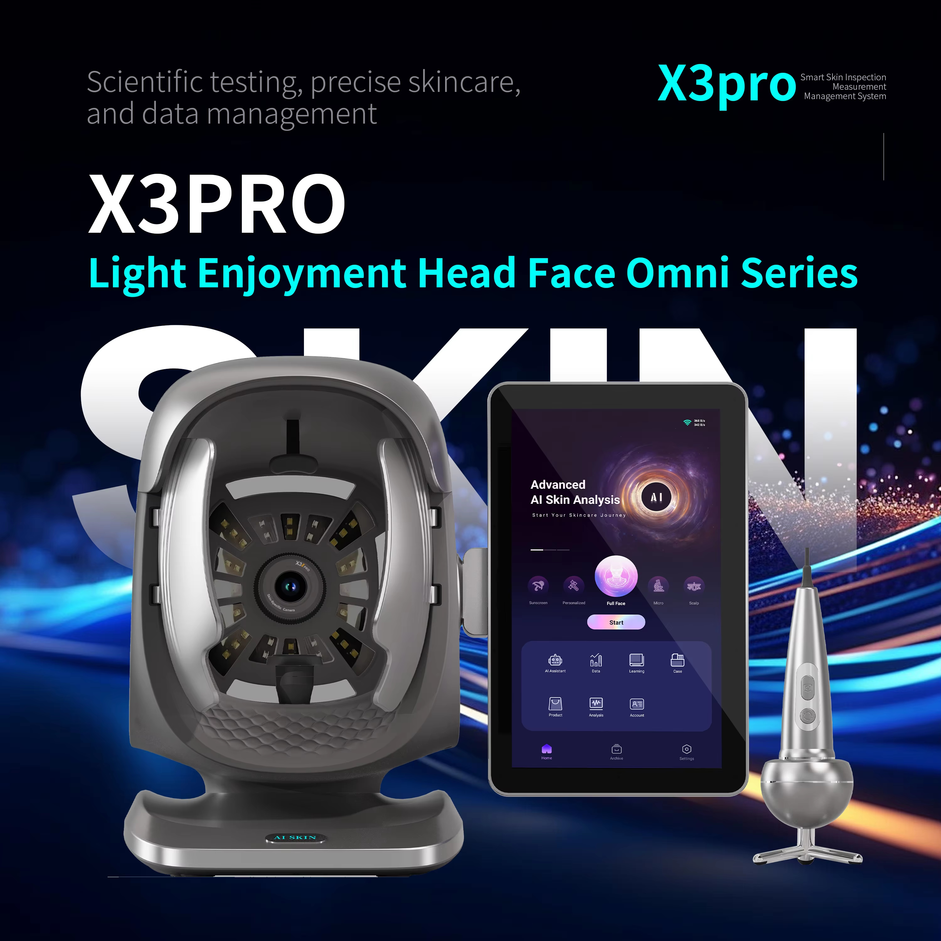 AI 肌分析機 X3 プロ顔肌アナライザー、毛髪頭皮分析、美容ケアのための最新技術