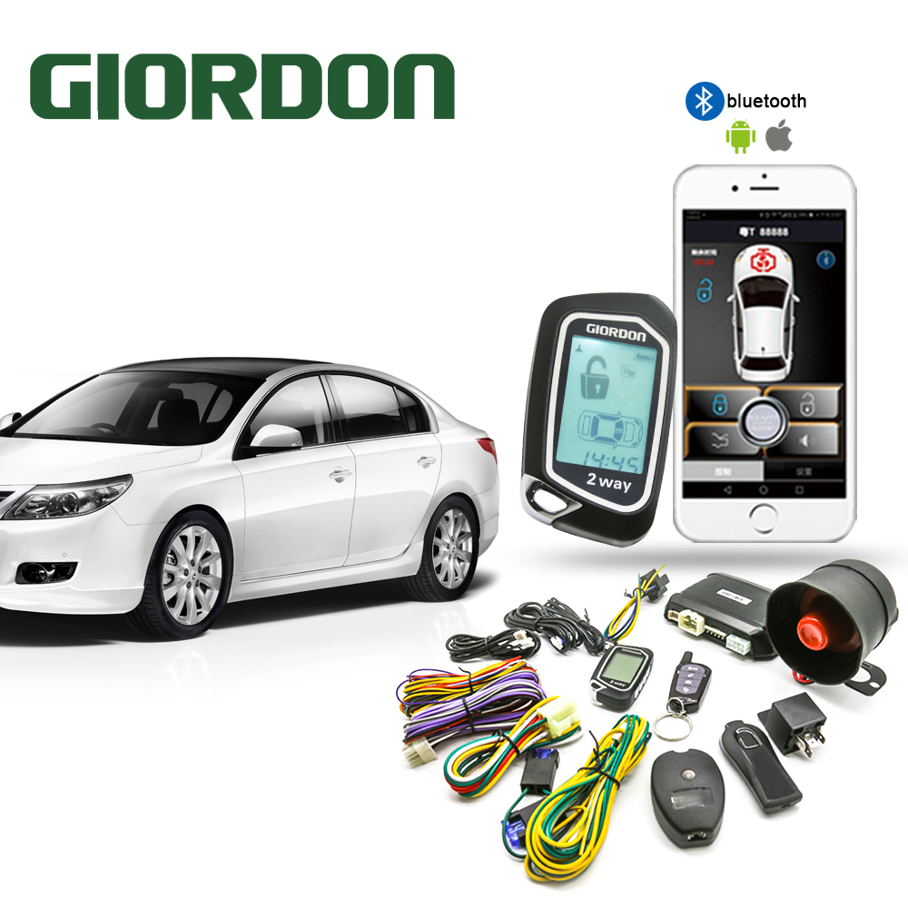 GIORDON リモートスタート 2 2 ウェイ LCD エンジン車の警報セキュリティシステムキーレスエントリー中央ドアロック抗泥棒スターリ