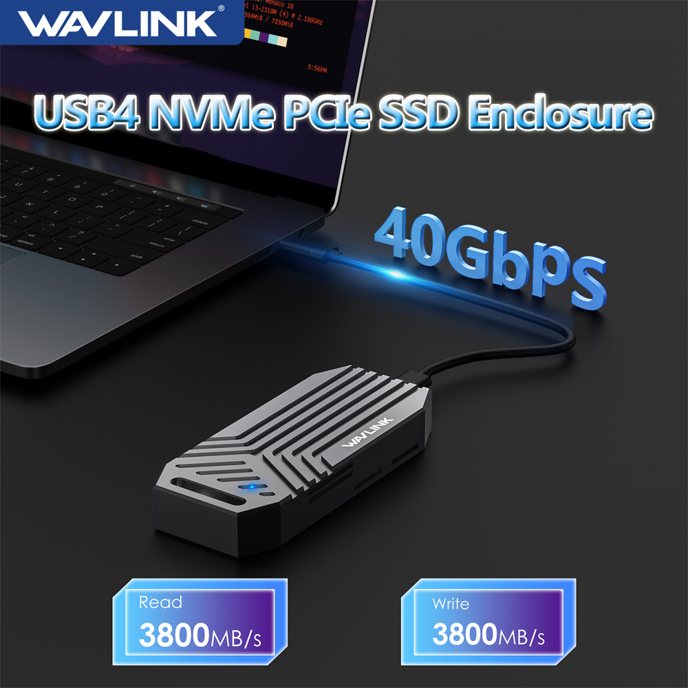 WAVLINK 40Gbps M.2 PCIe NVMe SSD エンクロージャ USB4 外部ハードドライブエンクロージャ B M/M-Key サンダーボルト 4/3/USB4/USB3.2 SSD ケース用