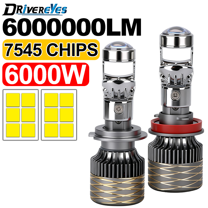 H7 H4 H11 LED プロジェクターレンズヘッドライト H8 9005 9006 HB3 HB4 車の電球 6000K Canbus ターボハイパワーミニオート/Moto ランプフォグライト