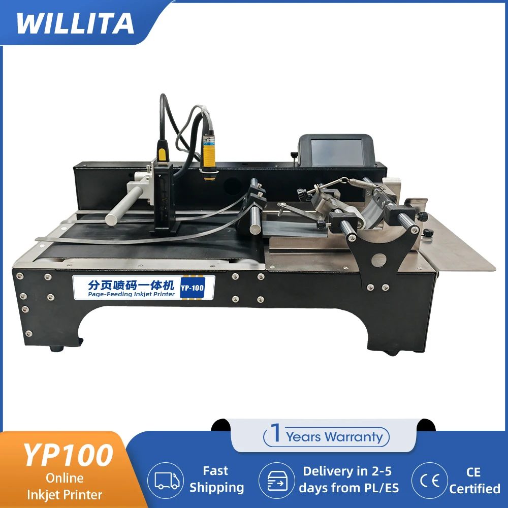 WILLITA YP100 オンラインサーマルインクジェットプリンタ自動バッグカードページングマシンコンベアベルト TIJ インクジェットプリンタ付き日付 EU