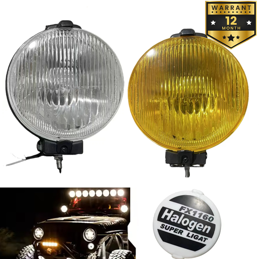 2 個 6 "インチ FX1160 ハロゲン 12V 55 ワットトラックスポーツラウンドライトワークライトフォグランプスポットライトユニバーサルオフロードホワイトイエロー