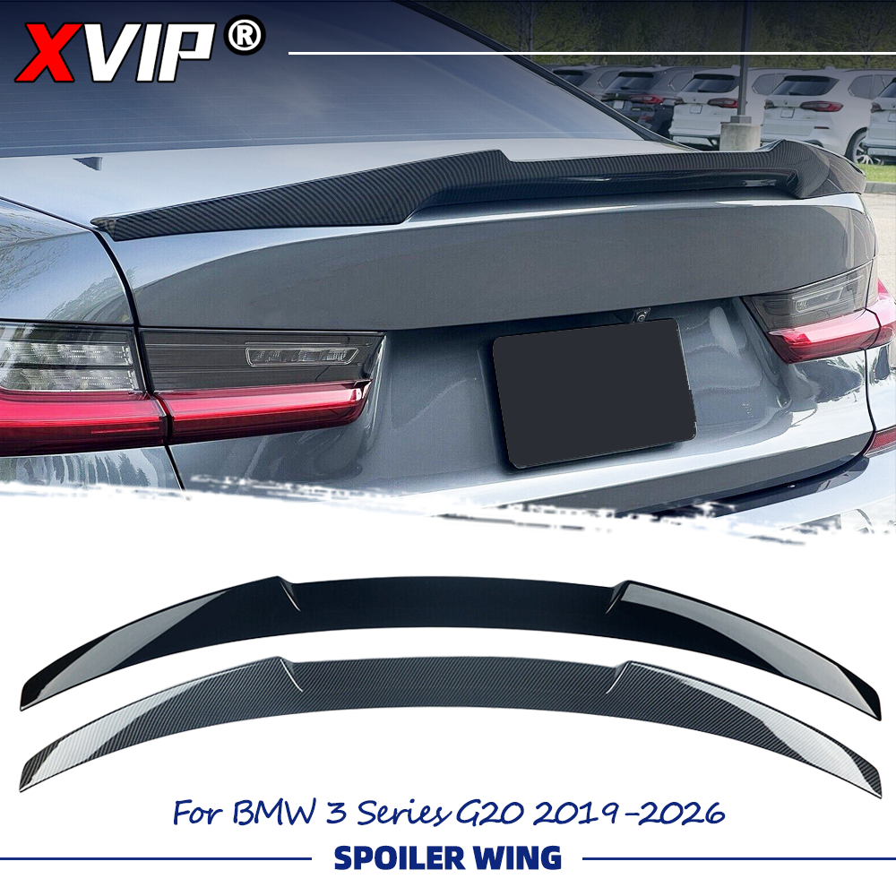 XVIP 光沢のある黒光沢のあるカーボンファイバールック M4 スタイルリアスポイラーウイング BMW 2019-2026 3 シリーズ G20 4 ドアセダン G80 M3