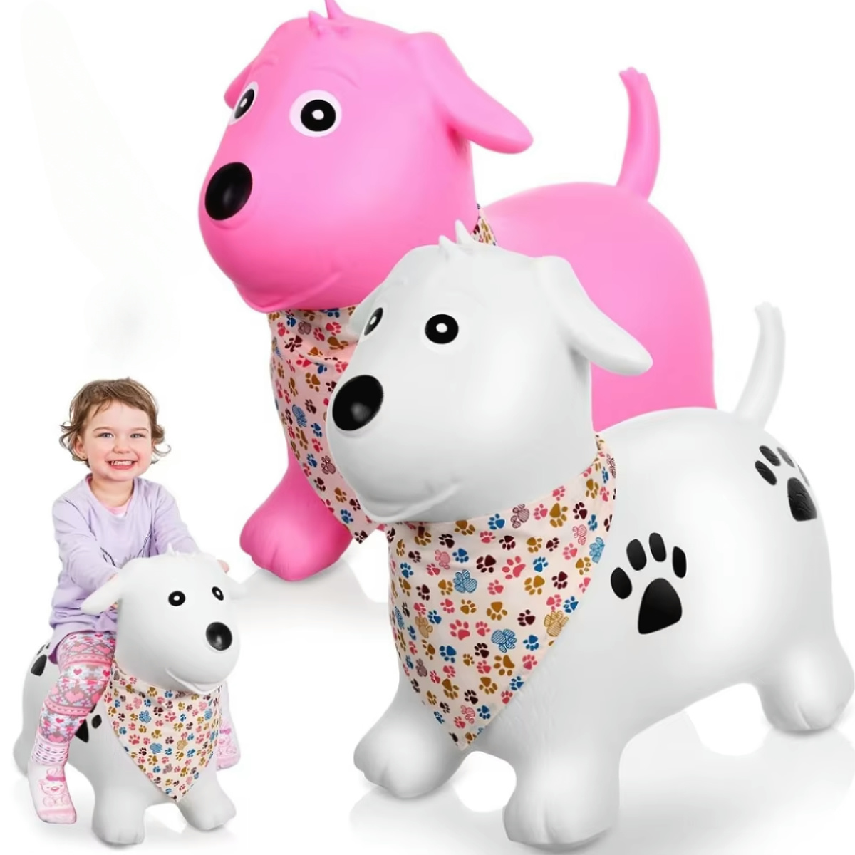弾む犬ホッパー、インフレータブル弾む馬ホッパーおもちゃ、ホッピングバウンス犬に乗って飛び跳ねる、幼児用ゴム製弾むギフト