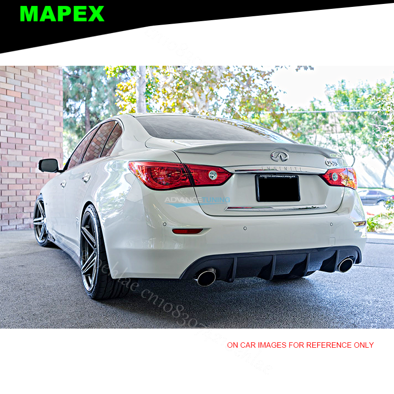 カースタイリングリアスポイラーウイングは 14-24 インフィニティ Q50 セダン 4DR OE 工場スタイル未塗装グロスブラックトランクスポイラーウイング