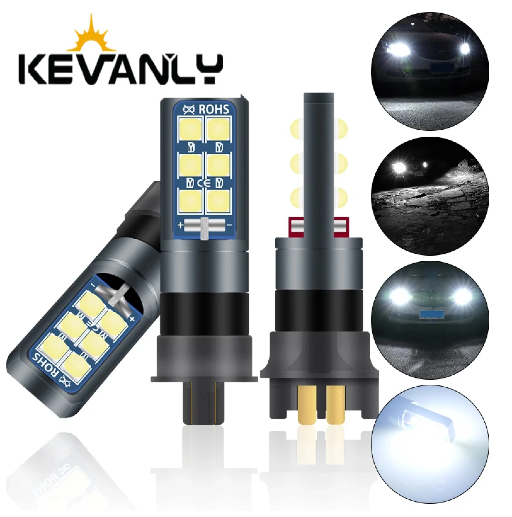 2 個 PW24W PWY24W CANBUS LED 電球ホワイト 3030 LED 12SMD ウインカーライトアウディ BMW フォルクスワーゲン DRL デイタイムライト防水