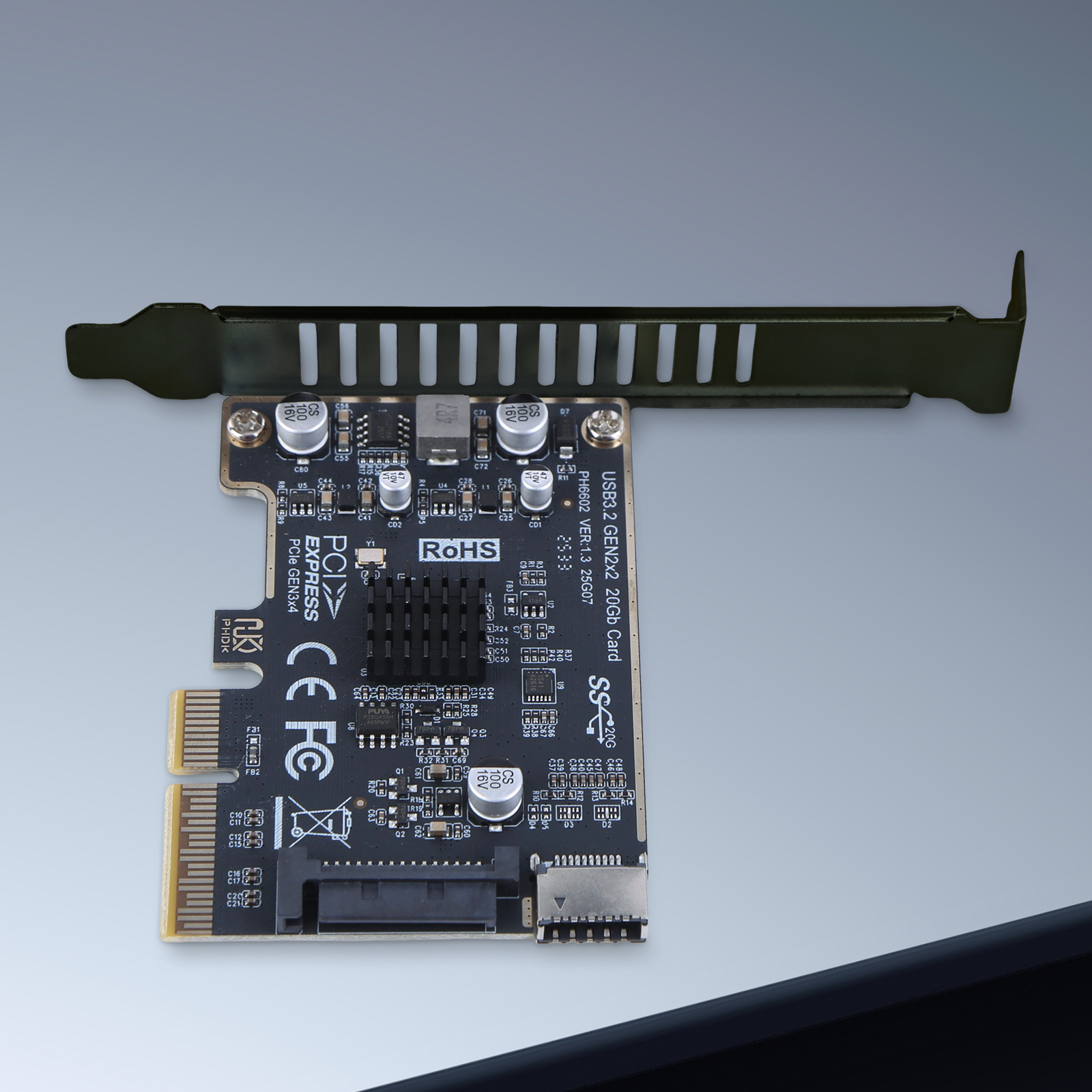 PCIE - Type-E拡張カード USB 3.2 GEN2 20Gbライザーボード 20Gbps Type E Expressカード デスクトップPCフロントパネル用 TYPE C