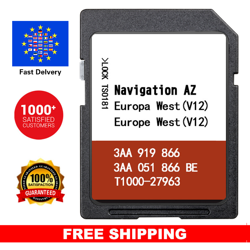 RNS 315 Navigations Update Map for Volkswagen AZ V12 Western Europe GPS SD Card VW 3AA051866BE Sat Nav