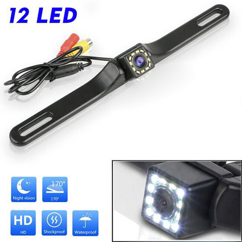 [12LEDナンバープレート車バックアップカメラ]車バックアップカメラユニバーサル、ナイトビジョン付きリアビューナンバープレートリバースカメラ