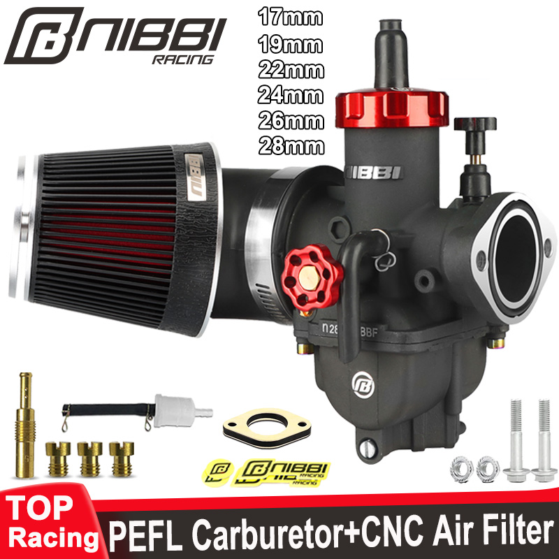 NIBBI PE Flange Carburetor Set With CNC Air Filter Carb Jets for Yamaha Honda  2T 4T Pit Dirt Bike Motorcycle Accessories
