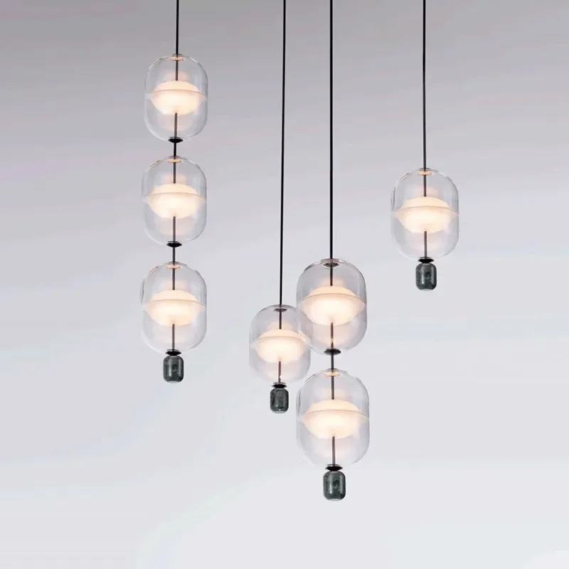 モダンな寝室のベッドヘッドガラス LED シャンデリアミニマリスト衣料品店吊りランプハイエンドレストランバーホーム照明装飾