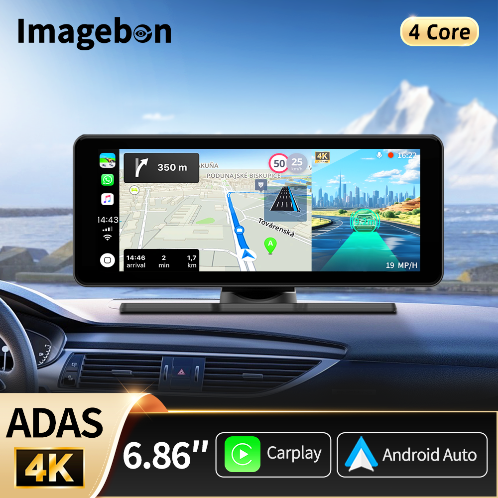 Imagebon 6.86 インチ 4K ADAS ダッシュカム ワイヤレス CarPlay