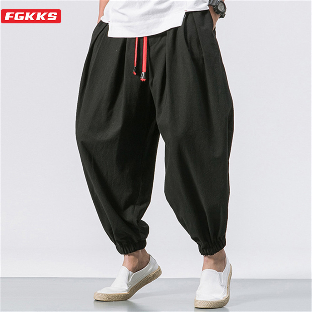 FGKKS 新オーバーサイズ男性ルーズハーレムパンツ秋中国太りすぎスウェットパンツ綿品質カジュアルブランドズボン男性