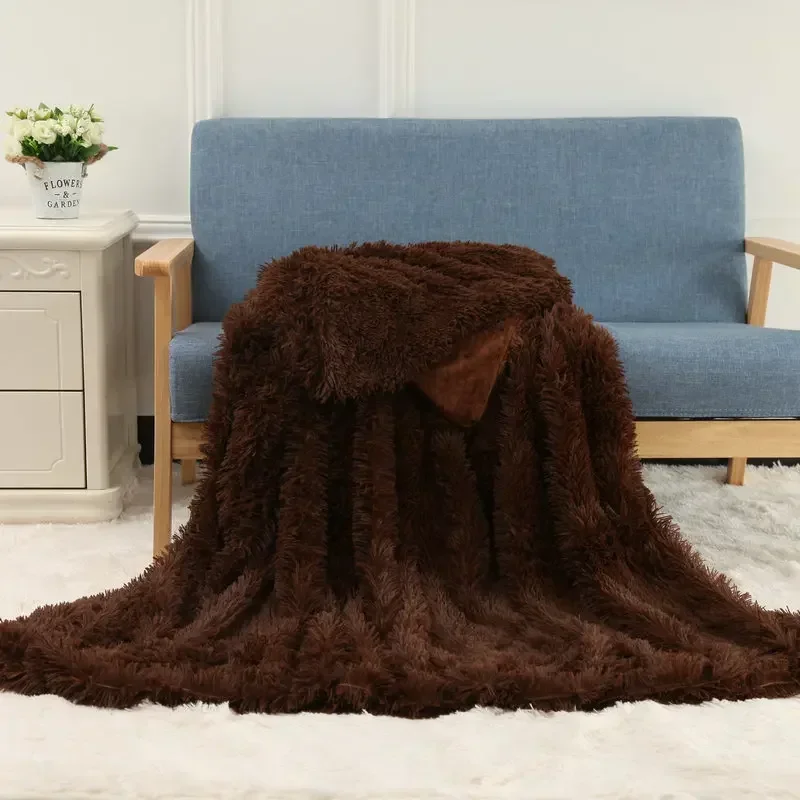 Double Layer Plush Warm Winter Throw Blanket Home Bedspread on The Bed Plaid Chair Towel Sofa Cover Lamb Bed Blankets and Throws