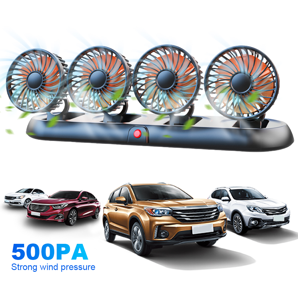 車冷却ファン 360°調整可能な 4 ヘッド車ファン 5V/12V/24V ポータブル低ノイズ自動車電動ファン ダッシュボード RV トラック SUV 用