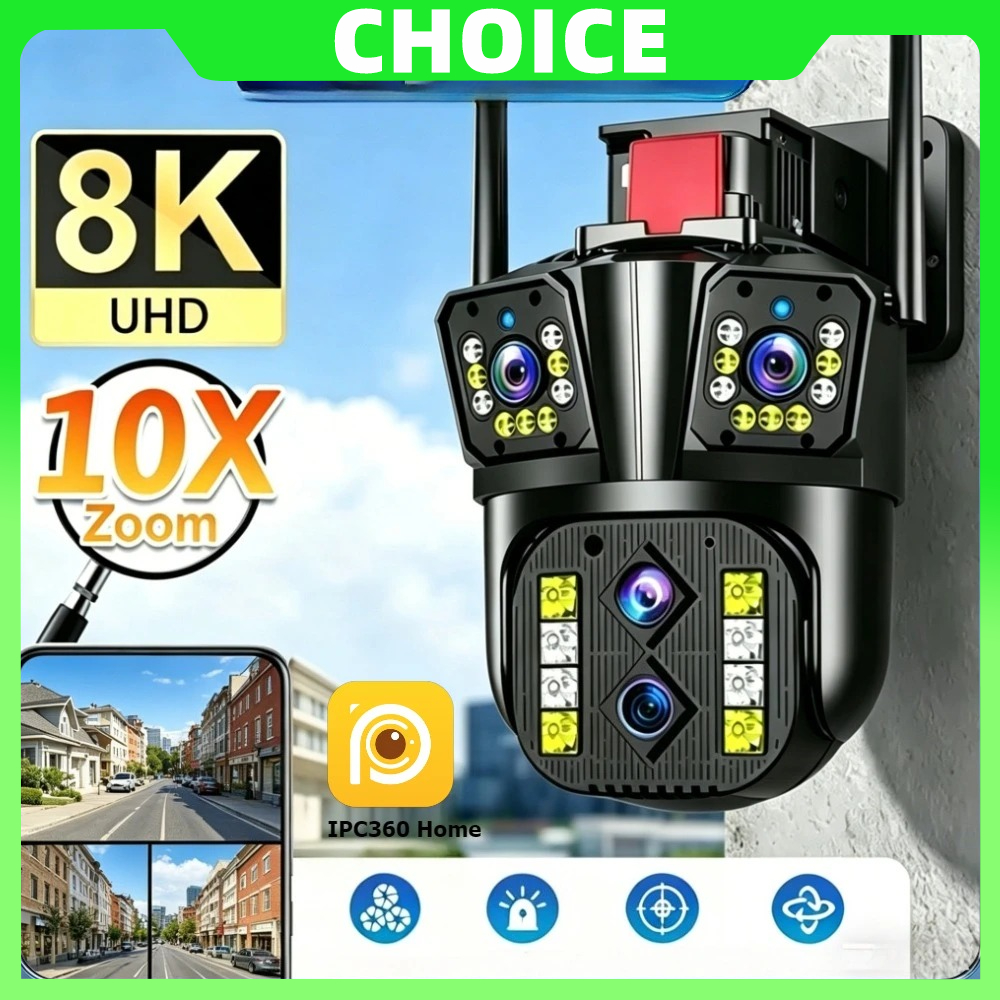 IPC360 ホーム 8K 16MP WiFi カメラ 10X 光学ズーム 4 レンズ 3 スクリーン監視カム自動追跡屋外 360° IP カム