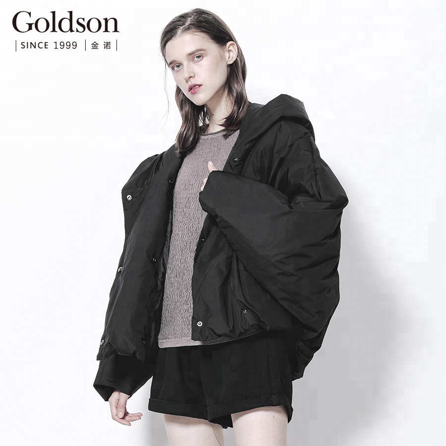 Urban 女性用 キルティング パファージャケット 冬 屋外 ショート フード付き 生き抜く ボタン装飾 織物 ポリエステル 染め 固体