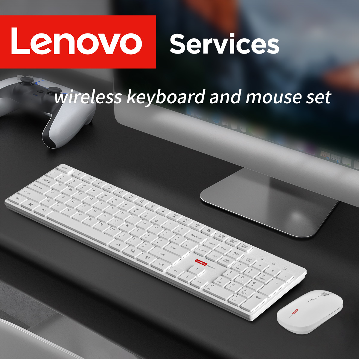 Lenovo 有線マウスとキーボードセットクラシックブラックオフィスビジネス家庭用マウス 104 キーサイレント静音キーボードコンボラップトップ用