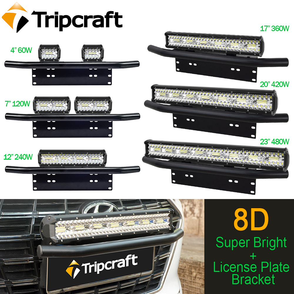 Tripcraft 23 "ナンバープレートホルダー Rampe Led 4x4 12V 24V ライトバーオフロード SUV トラック ATV4WD 自動車フォグランプマウントブラケット