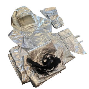 Ayonsafety 熱放射防護服 FRコットン・アルミ箔製防火安全服、フード付きジャケット、パンツ、手袋付き