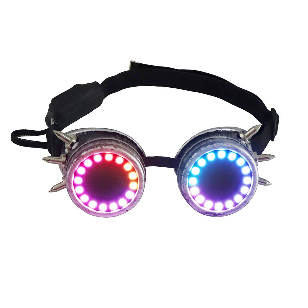 ピクセル LED メガネ充電式リベットメガネ万華鏡レンズ 366 モードカラフルなライト光るゴーグル