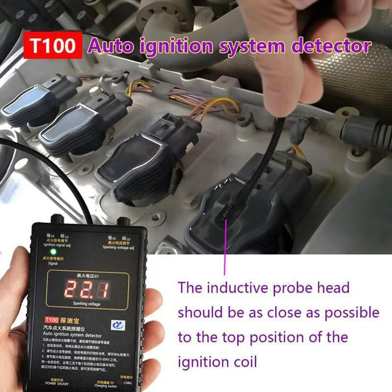 T100 12V 24V 点火システム用自動点火システム検出器、点火信号と点火電圧エンジン Eetector を検出
